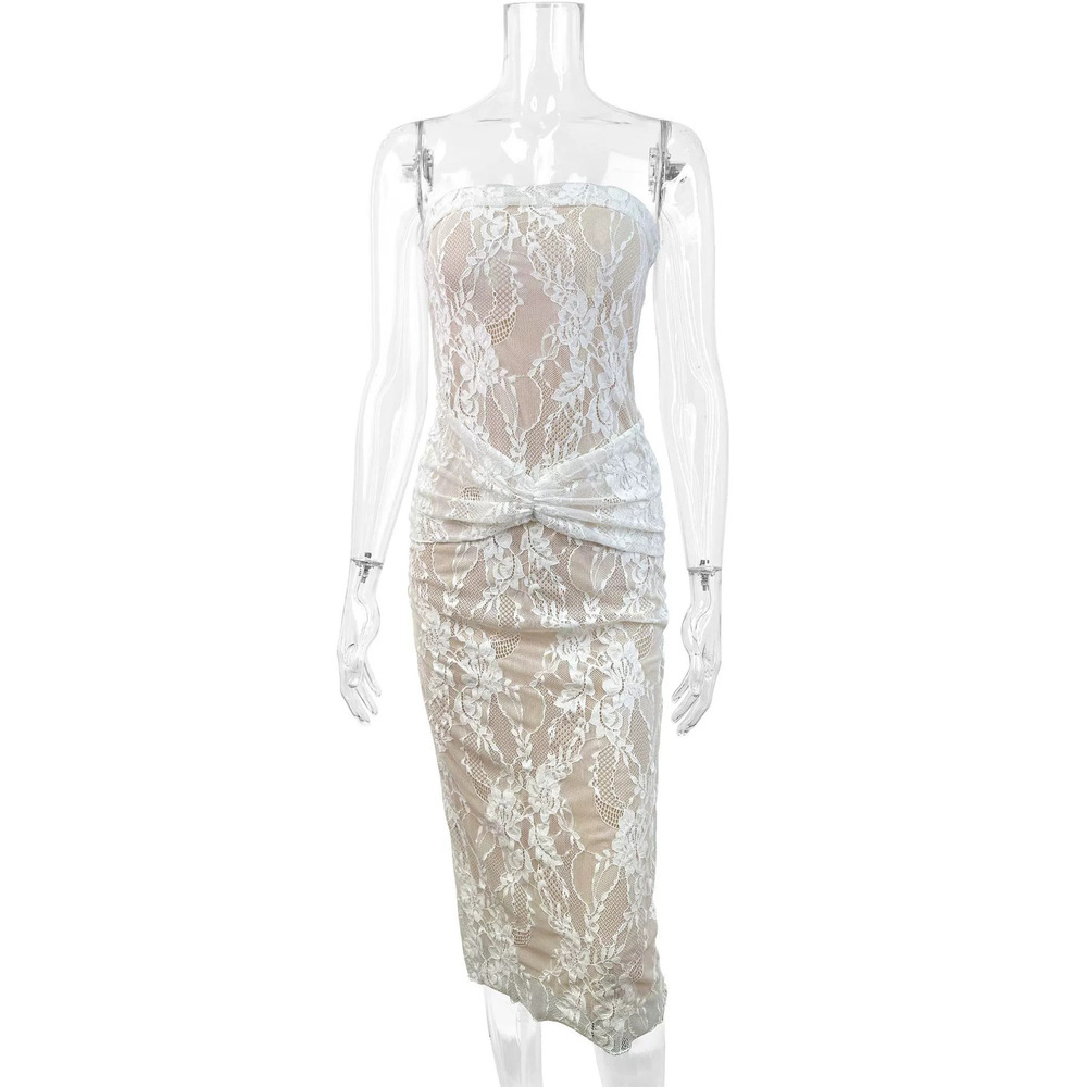 Zara Summer Strapless Lace Bodycon Dress - Picture 4 of 6